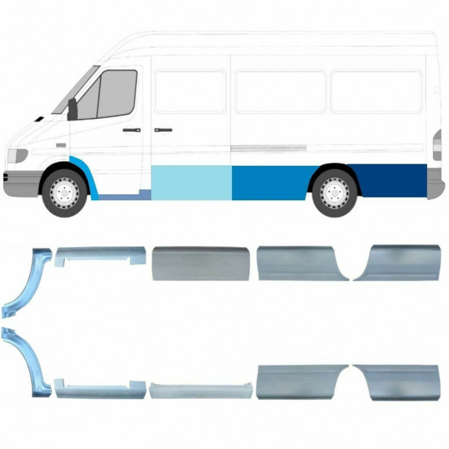 MERCEDES SPRINTER VW LT 1995 2006 REPAIR PANELS SET OF 10 PIECES LWB