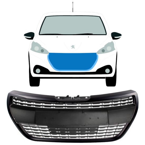 Black grille for Peugeot 208 2015-2019 ALLURE / Set 7537