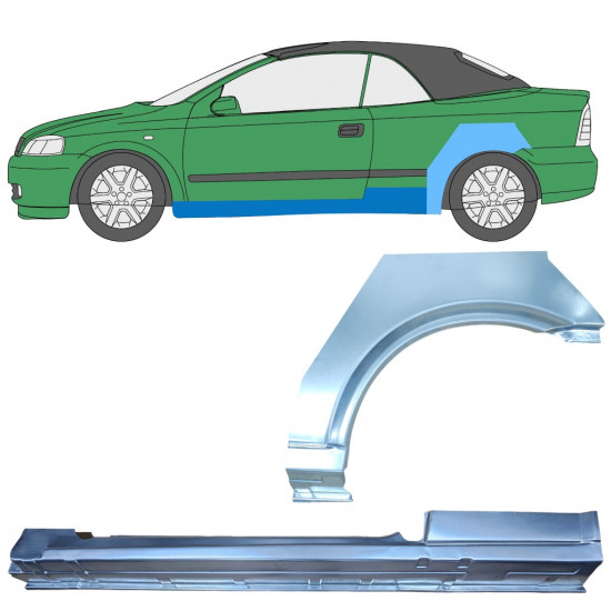 Sill and rear wing repair panel for Opel Astra G 2001-2006 CABRIO / Left / Set 12593