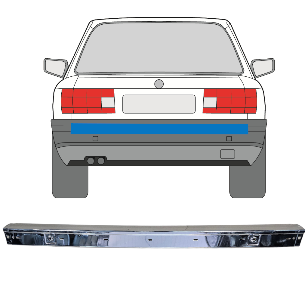 BMW 3 E30 1982-1987 REAR BUMPER CHROME