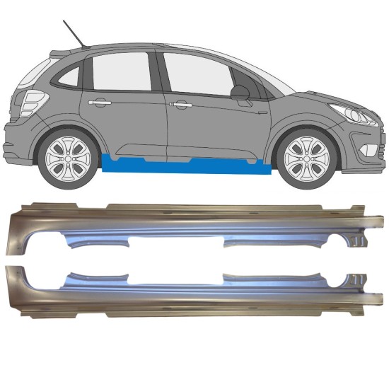 Full sill repair panel for Citroen C3 2009-2016 / Left+Right / Set 14637