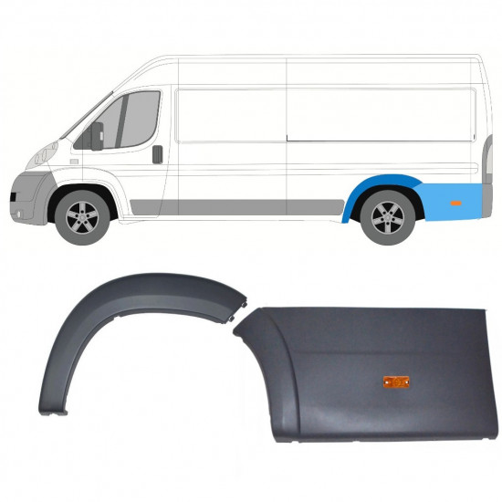 Rear wing side trim with lamp for Fiat Ducato Boxer Relay 2006-2018 / Left / Set 10246