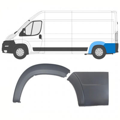 Set of rear wheel arch trims for Fiat Ducato Boxer Relay 2006-2018 / MWB / Left /  8564