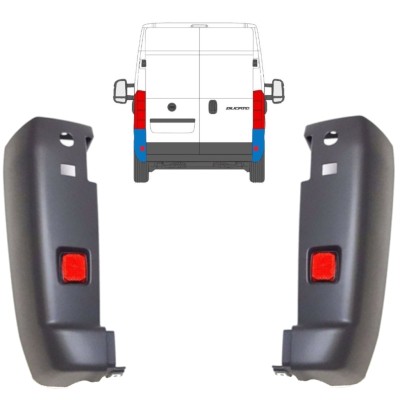 Rear bumper corner + reflective lamp for Fiat Ducato 2006-2018 / Left+Right / Set 9935