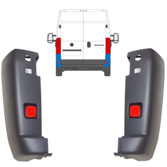 Rear bumper corner + reflective lamp for Citroen Jumper 2006-2018 / Left+Right / Set 14083