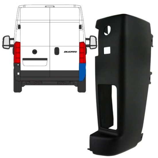 Rear bumper corner 180 degrees for Opel Movano 2021- / Right 15800