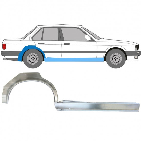 BMW 3 E30 1982-1987 4 DOOR REAR WHEEL ARCH + SILL REPAIR PANEL / SET / RIGHT 