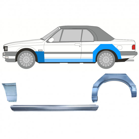 BMW 3 E30 CABRIO 1985-1987 REAR WHEEL ARCH + SILL + FRONT WING PANEL / SET / LEFT
