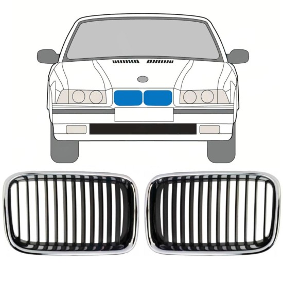 Grille for BMW 3 E36 1990-1995 / Left+Right / Set 11126