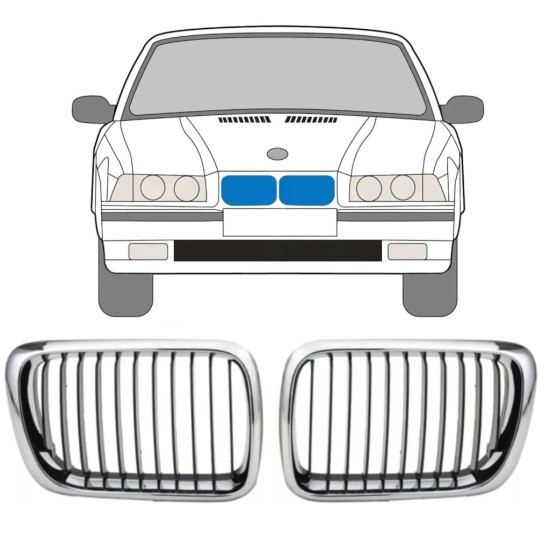 Grille for BMW 3 E36 1996-2000 / Left+Right / Set 11127