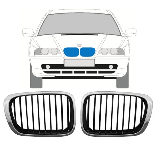 Grille for BMW 3 E46 1998-2006 / Left+Right / Set 11129