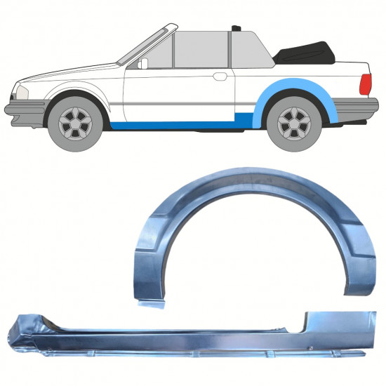 Sill and rear wing repair panel for Ford Escort 1981-1990  CABRIO / Left / Set 12587