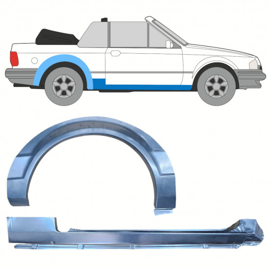 FORD ESCORT 1981-1990 CABRIO SILL + REAR WHEEL ARCH / SET / RIGHT