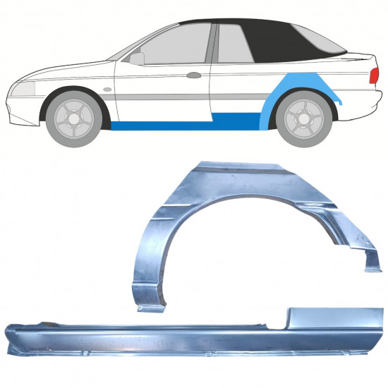 FORD ESCORT 1990-2000 CABRIO SILL + REAR WHEEL ARCH / SET / LEFT