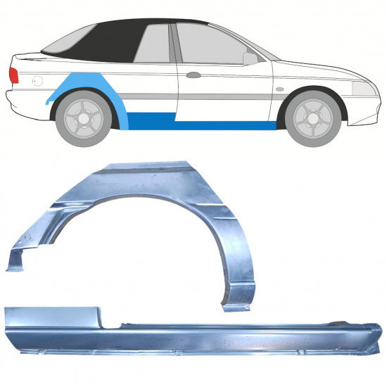 Sill and rear wing repair panel for Ford Escort 1990-2000  CABRIO / Right / Set 12589