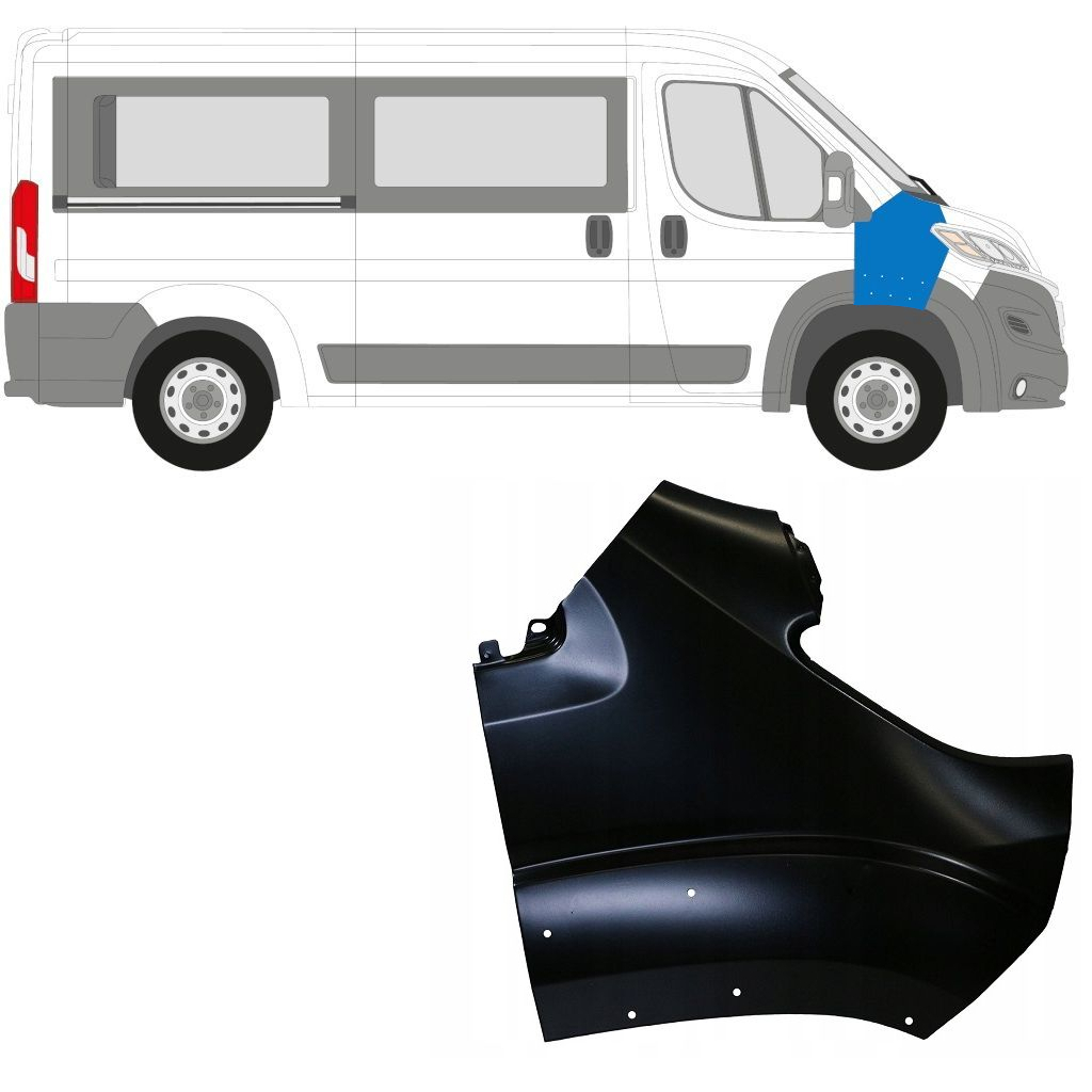 FIAT DUCATO 2014- FRONT WING WITH HOLES / RIGHT