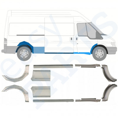 Sill and rear wing repair panel for Ford Transit 2000-2013 / LWB / Left+Right / Set 10630