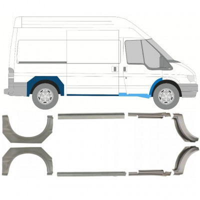 FORD TRANSIT 2000-2013 REAR WHEEL ARCH + SILL REPAIR / RIGHT + LEFT / SET