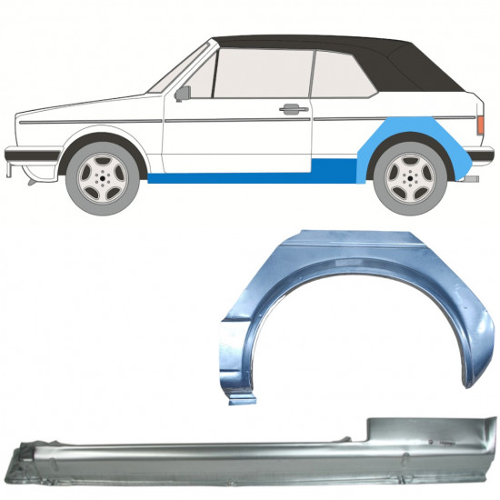 VW GOLF 1 CABRIO 1979-1993 REAR WHEEL ARCH + SILL / SET / LEFT