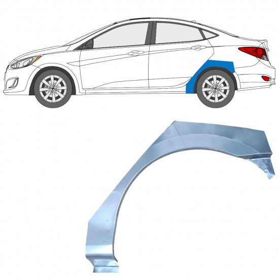 Rear wing repair panel for Hyundai Accent 2010- / Left 12803