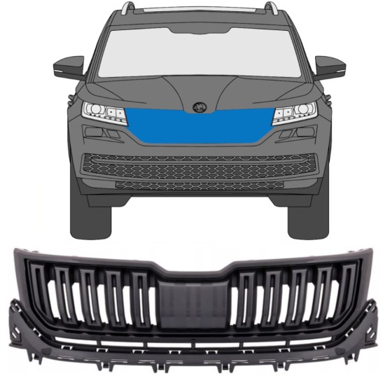 Black grille for Skoda Kodiaq 2016-2023 / Set 7547