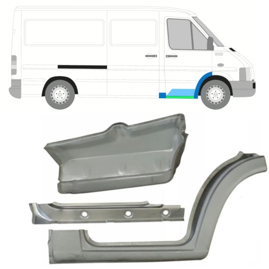 Inner sill, wing, and front step repair panel for Volkswagen LT 1996-2005 / Right 16573