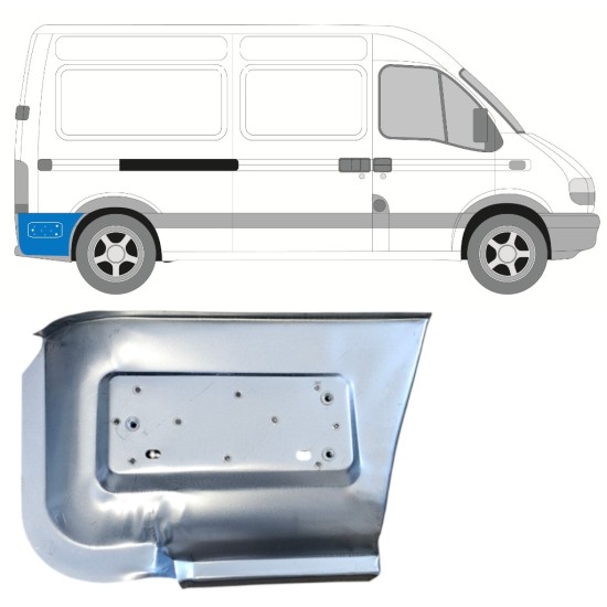 Rear fender repair panel behind the wheel for Opel Movano 1998-2010 / Right 15322