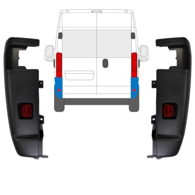 Rear bumper corner 270 degrees for Opel Movano 2021-2026 / Left+Right / Set 15797