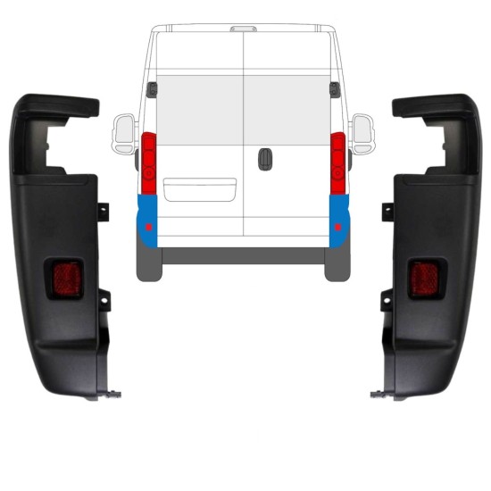Rear bumper corner 270 degrees for Opel Movano 2021-2026 / Left+Right / Set 15797