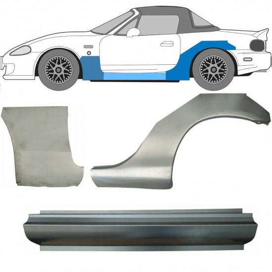 MAZDA MX-5 1998-2005 NB REAR WHEEL ARCH + SILL REPAIR + FRONT WING PANEL / SET / LEFT