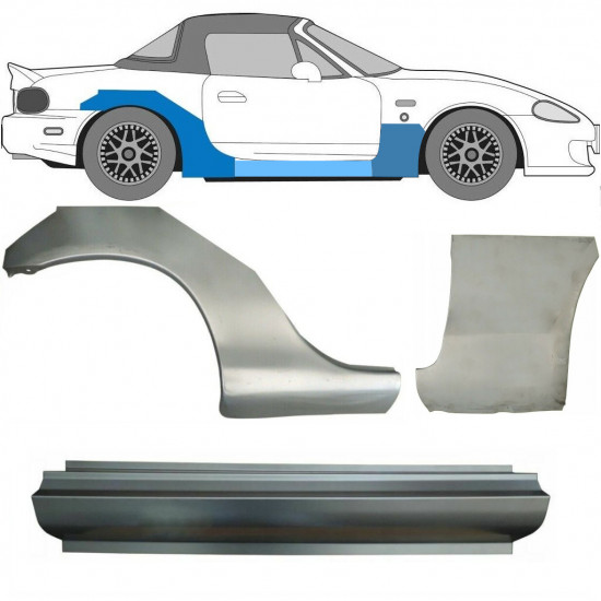  MAZDA MX-5 1998-2005 NB REAR WHEEL ARCH + SILL REPAIR + FRONT WING PANEL / SET / RIGHT