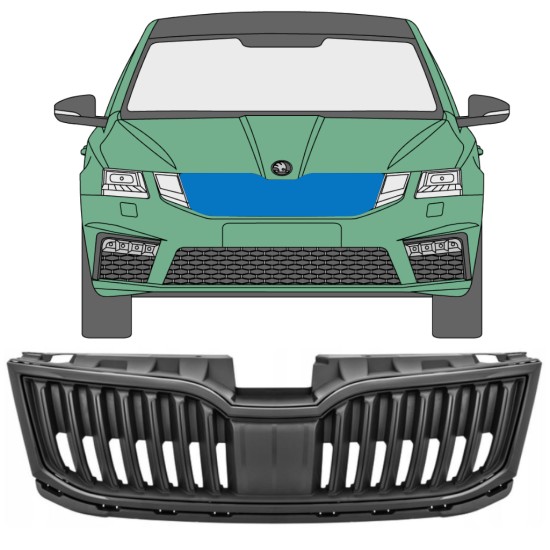 Black grille for Skoda Octavia III 2017-2020 / Set 7549
