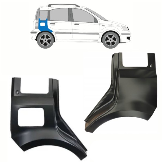 Rear wing repair panel for Fiat Panda 2003-2012 / Left+Right / Set 10753