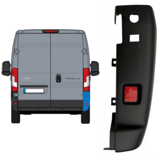 Rear bumper corner 180 degrees for Toyota Proace Max 2024- / Right 16038
