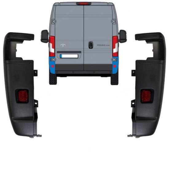 Rear bumper corner 270 degrees for Toyota Proace Max 2024- / Left+Right / Set 15930