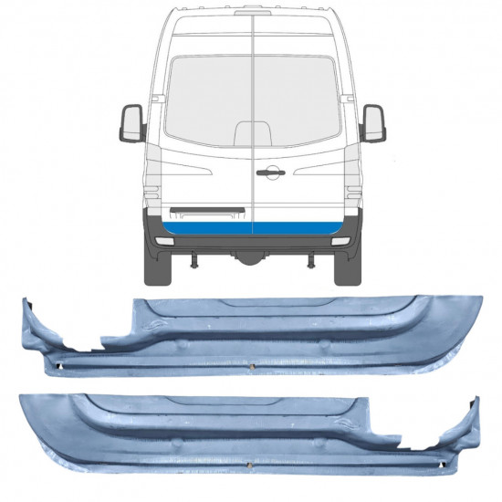 Rear door repair panel for Mercedes Sprinter 2006- / Left+Right / Set 9555