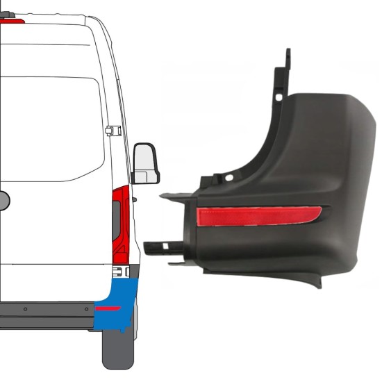 Rear bumper corner + reflective lamp for Mercedes Sprinter 2018- / Right / Set 14949