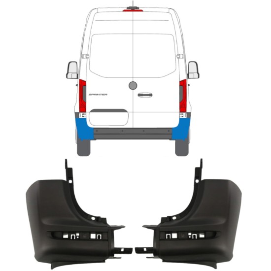 Rear bumper corner for Mercedes Sprinter 2018- / Left+Right / Set 14945