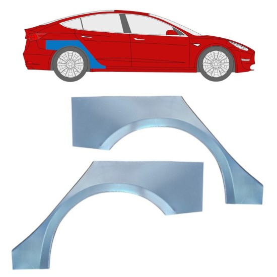 Rear wing repair panel for Tesla Model 3 2017-2023 / Left+Right / Set 16375