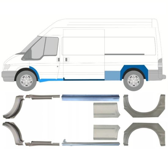 Sill and rear wing repair panel for Ford Transit 2000-2013 / Set 12678