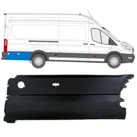 Rear fender side trim behind the wheel