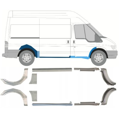 Sill and rear wing repair panel for Ford Transit 2000-2013 / Left+Right / Set 10637
