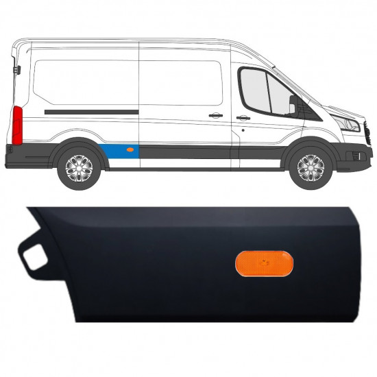 FORD TRANSIT 2014- LWB REAR WING MOULDING TRIM PANEL WITH LAMP / RIGHT