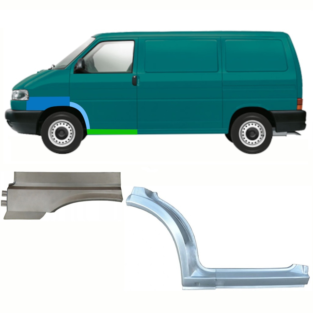 VW T4 CARAVELLE 1996- FRONT WHEEL ARCH REPAIR PANEL + FRONT WING + SILL REPAIR PANEL / SET / LEFT