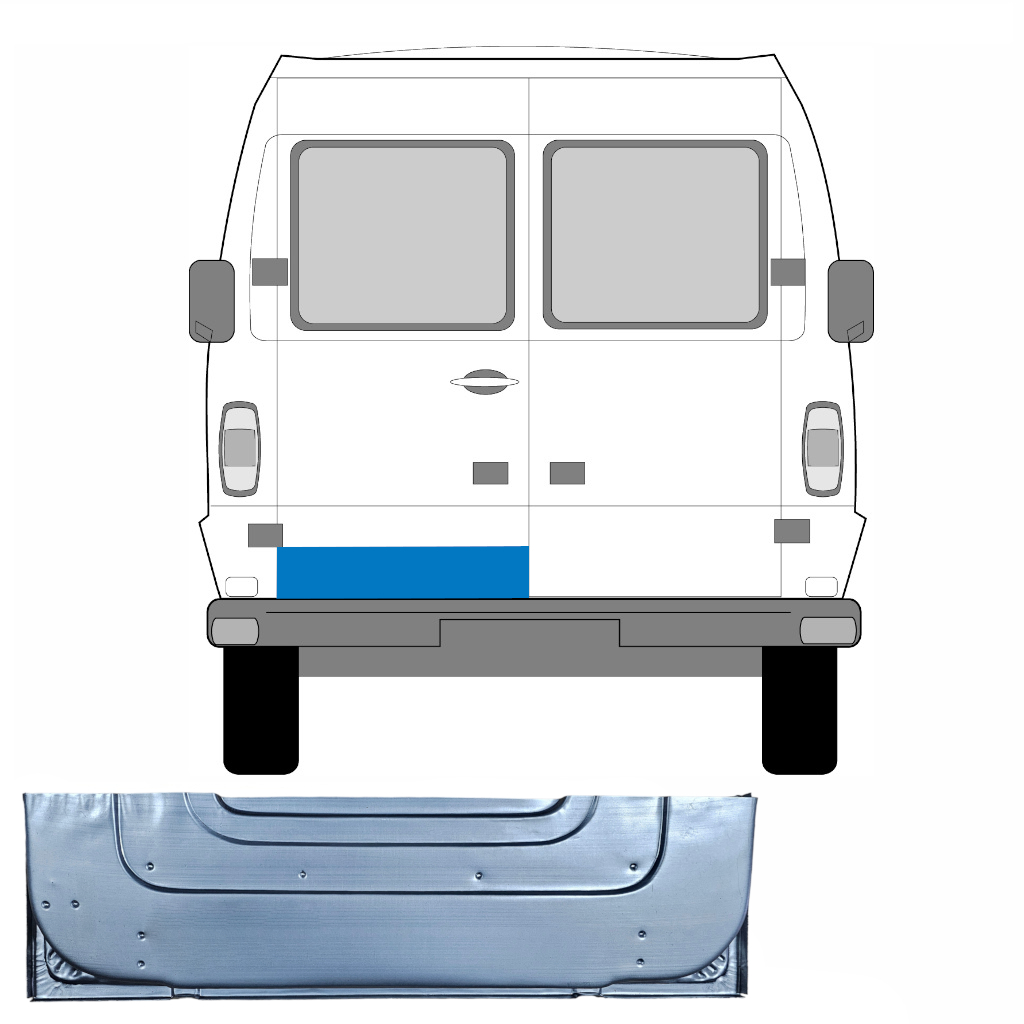 Panneau de réparation de porte arrière extérieur pour Mercedes T1 207-410 1977-1995 / Gauche 5240