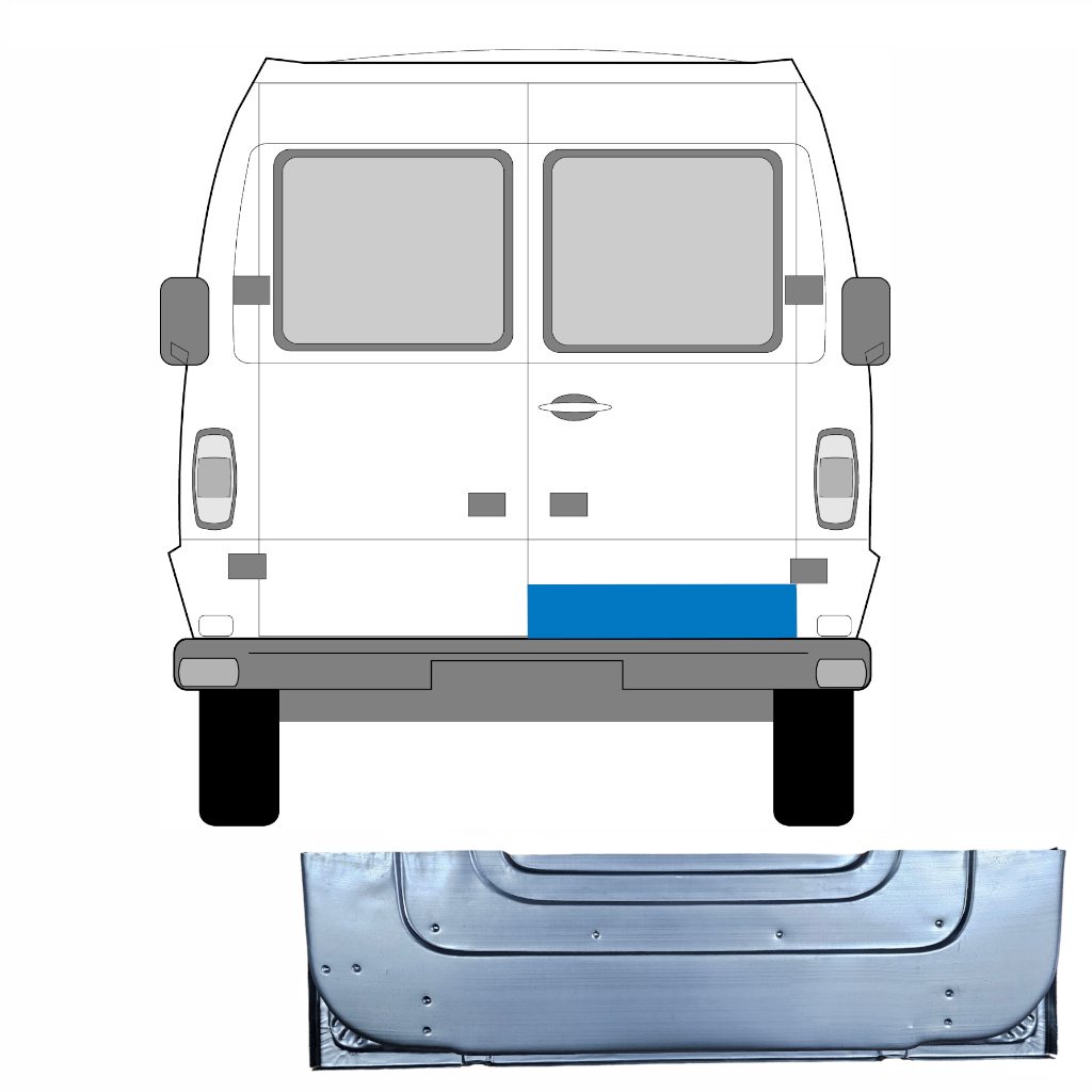 Panneau de réparation de porte arrière extérieur pour Mercedes T1 207-410 1977-1995 / Droite 5241